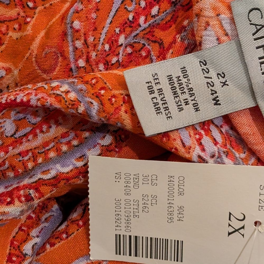 NWT Catherines Maxi Summer Dress paisley floral pattern orange size 2X Boho - Picture 3 of 7